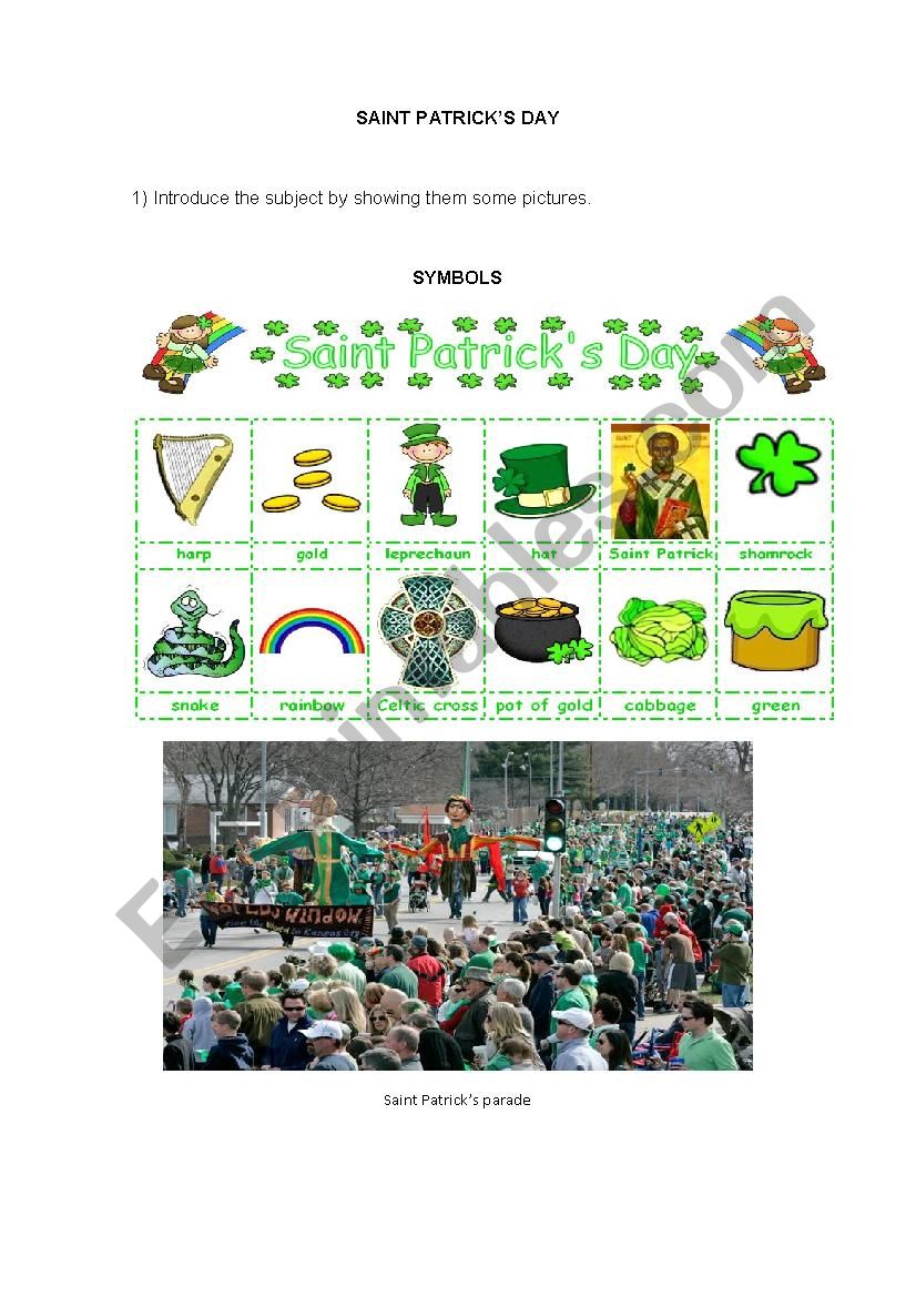 Saint Patricks - past simple worksheet