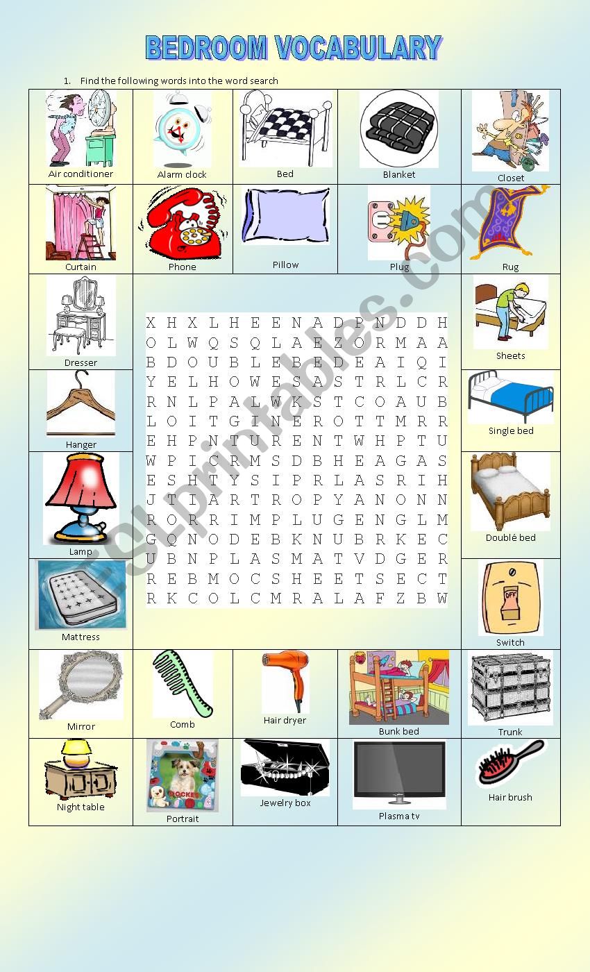 Bedroom Vocabulary worksheet