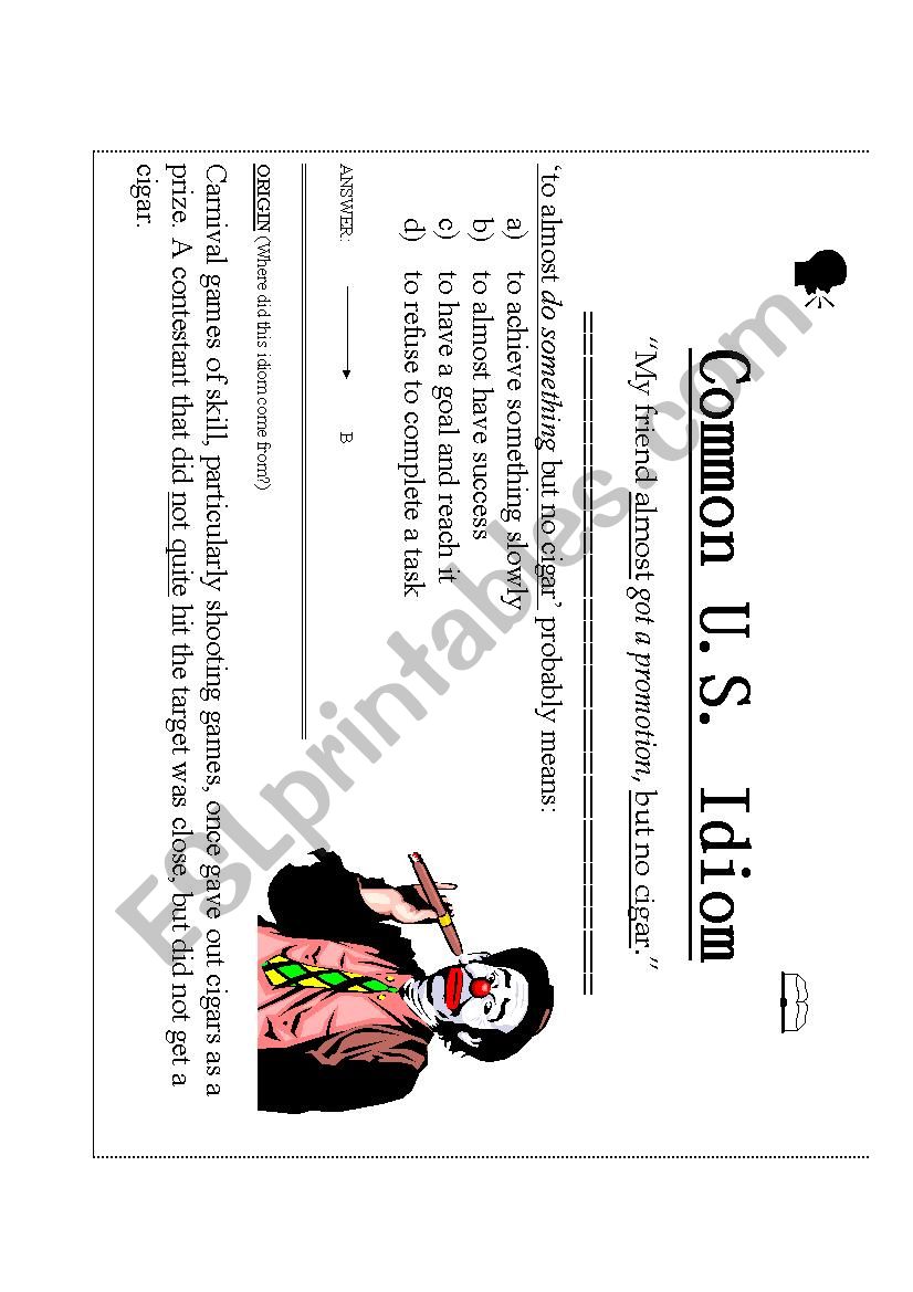 idiom worksheet idiom worksheet
