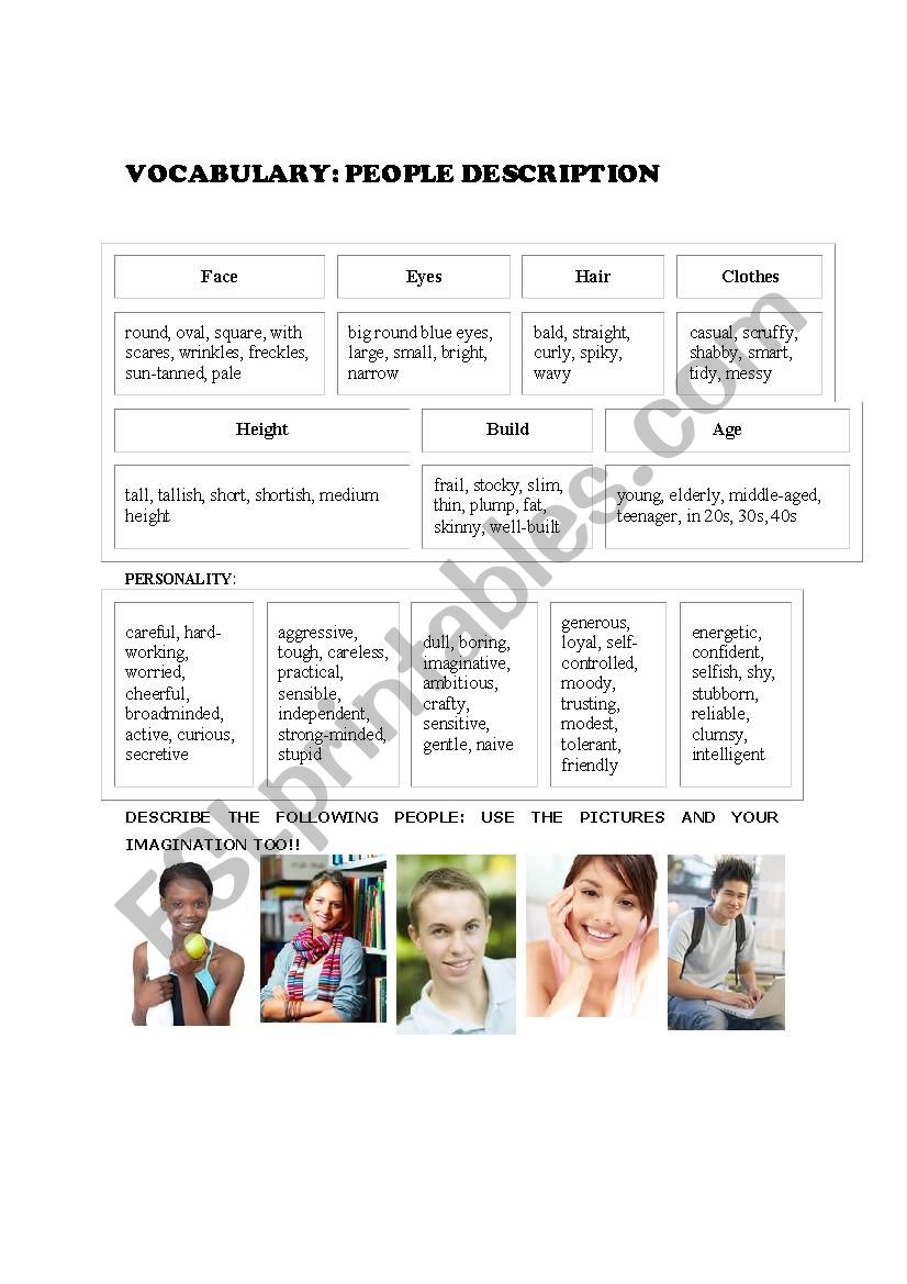 VOCABULARY: DESCRIBING PEOPLE!!