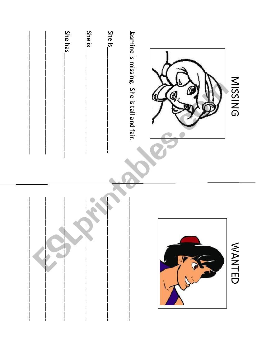 Missing & Wanted Posters worksheet