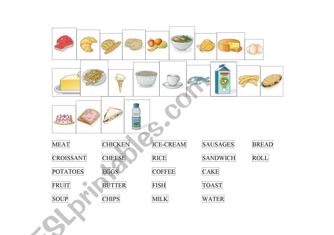 Food (cut and paste) worksheet