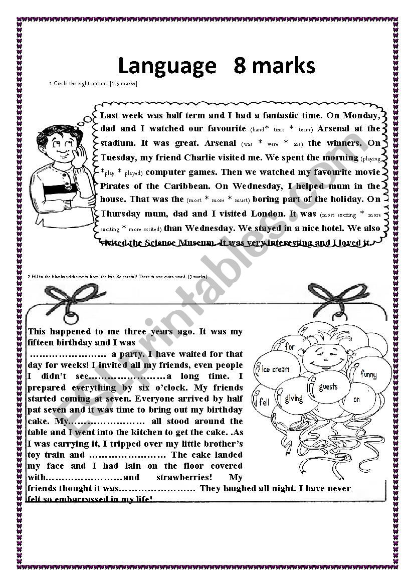 End of term test 2 8th form. part 2 (Language)