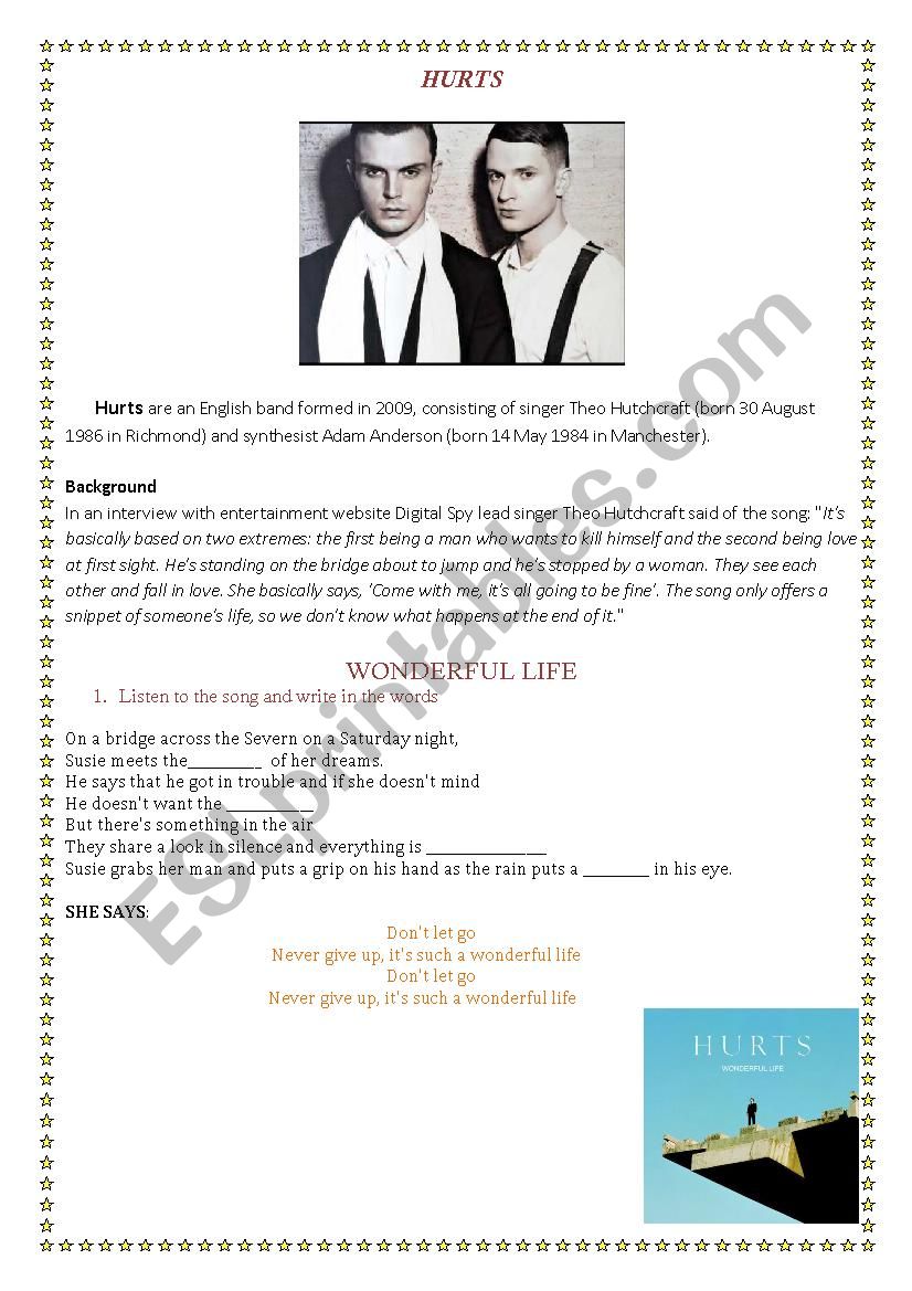 The Hurts: A wonderful Life worksheet