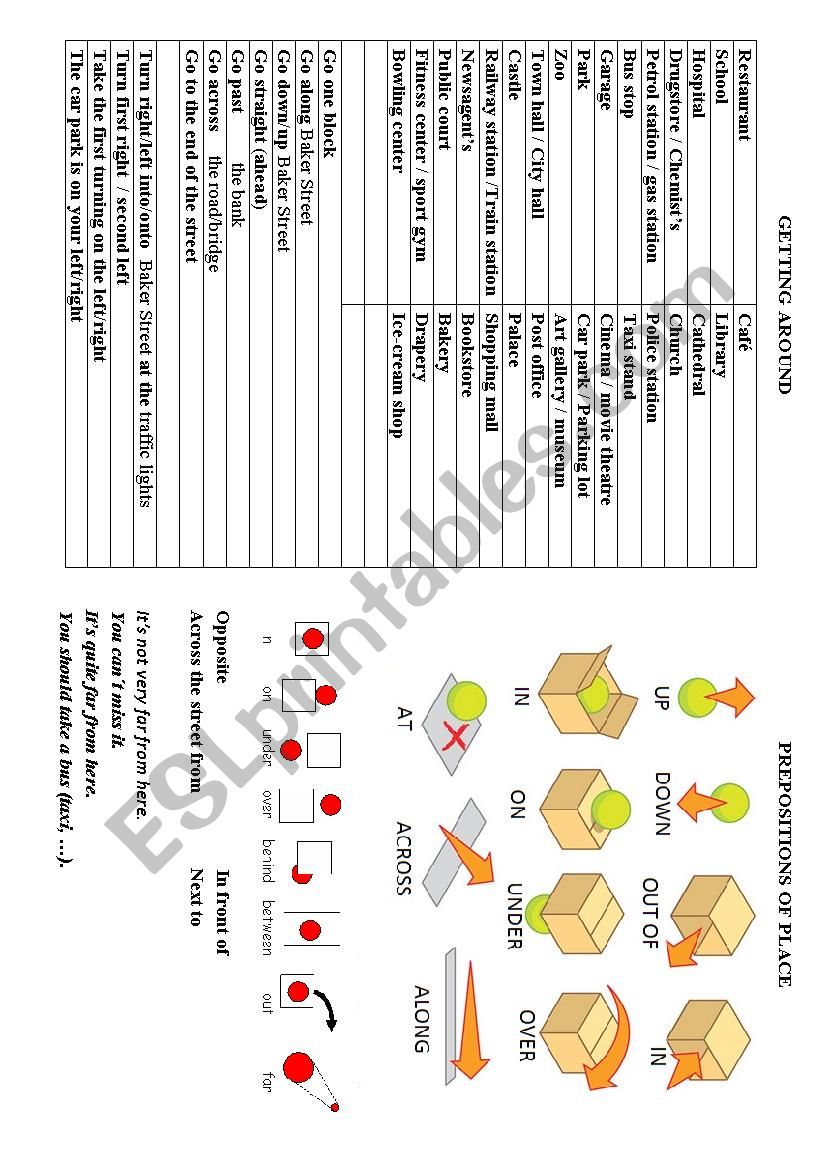 Getting around - part 1 worksheet