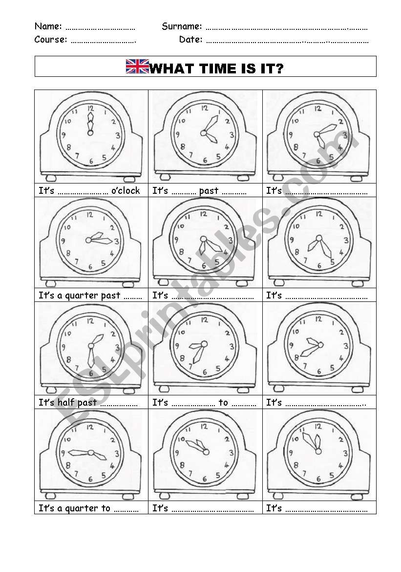 WHAT TIME IS IT? worksheet