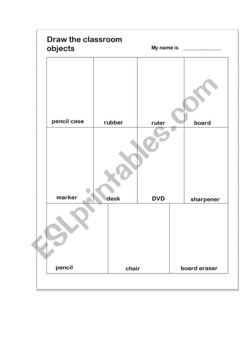 Classroom objects worksheet