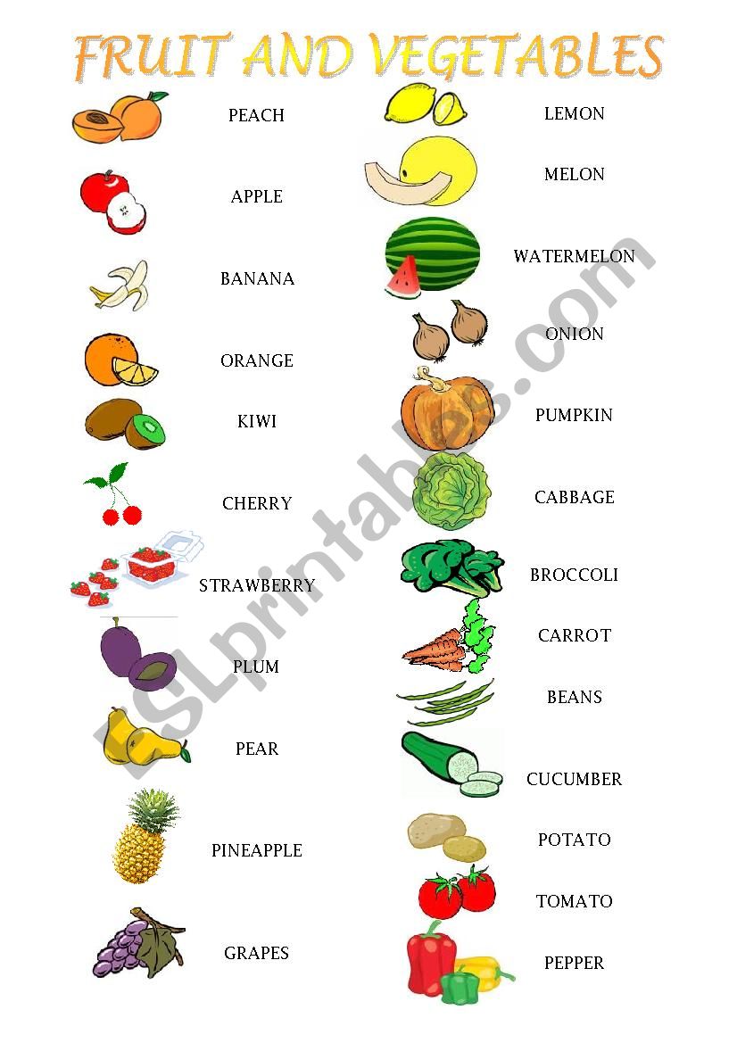 Fruit and Vegetables activities