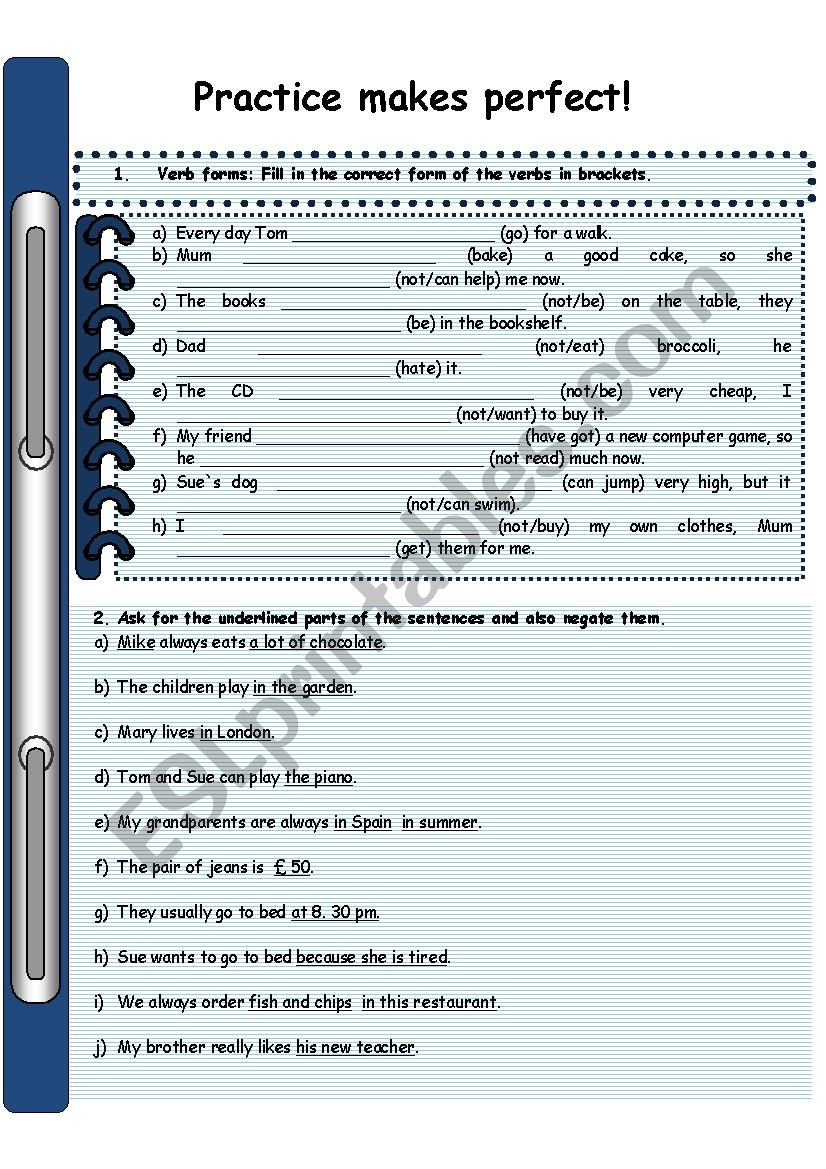 Practice makes perfect! worksheet