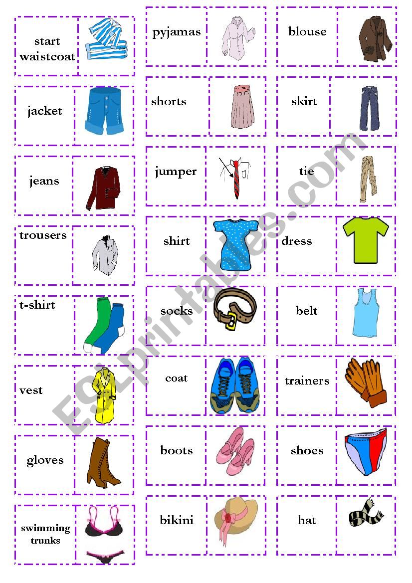 clothes dominoes worksheet