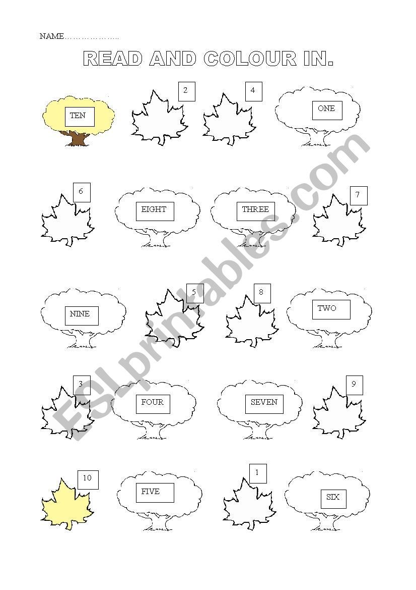 Numbers 1- 10 worksheet