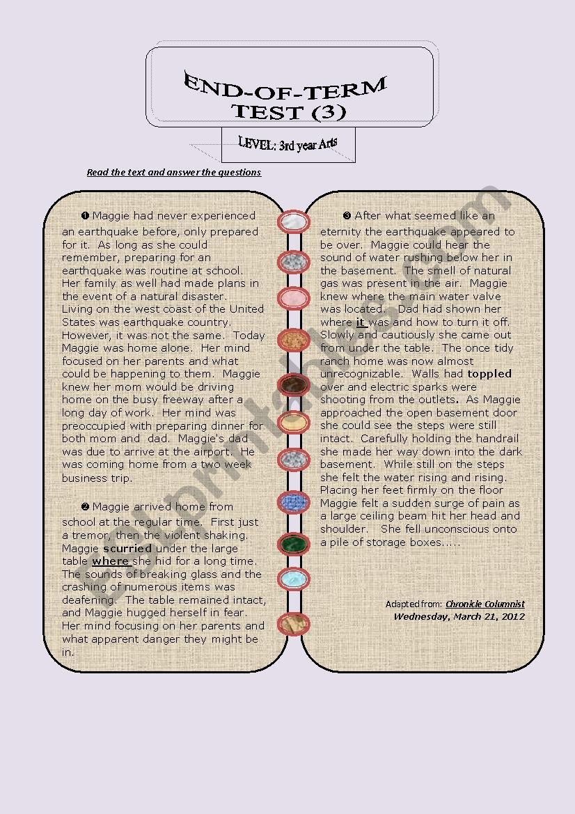 reading comprehension worksheet