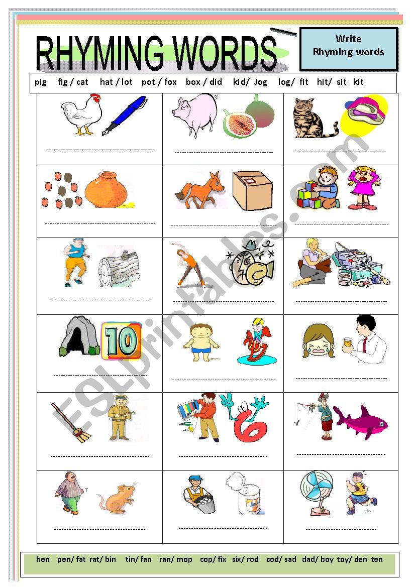 Rhyming words worksheet