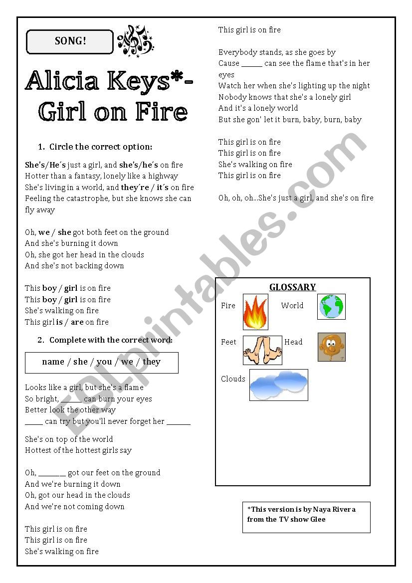 Girl on Fire (Alicia Keys) song activity