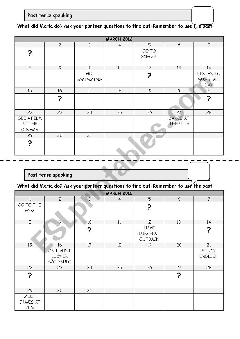 Past Simple & Ordinal Numbers Speaking Activity