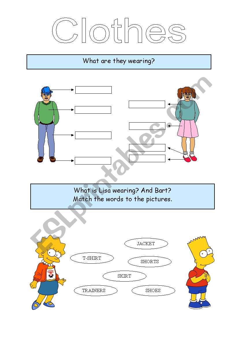 clothes worksheet