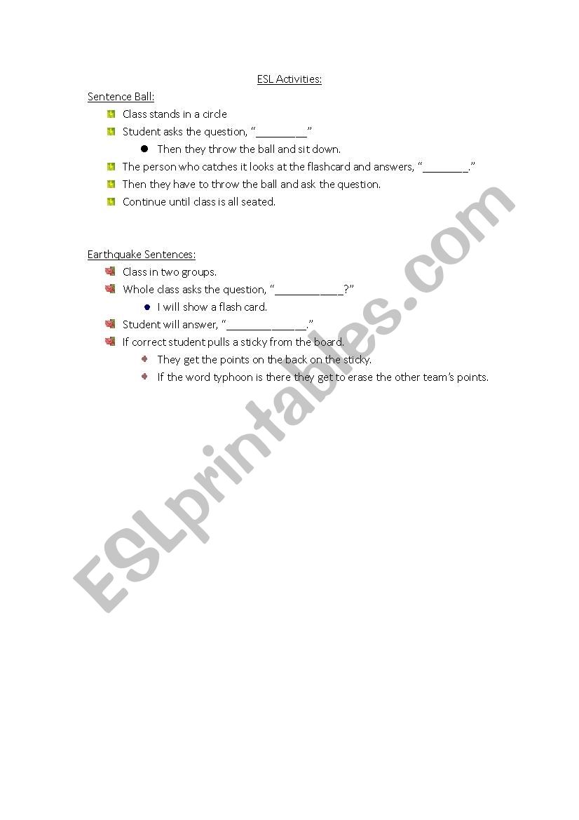 Speaking Activities worksheet