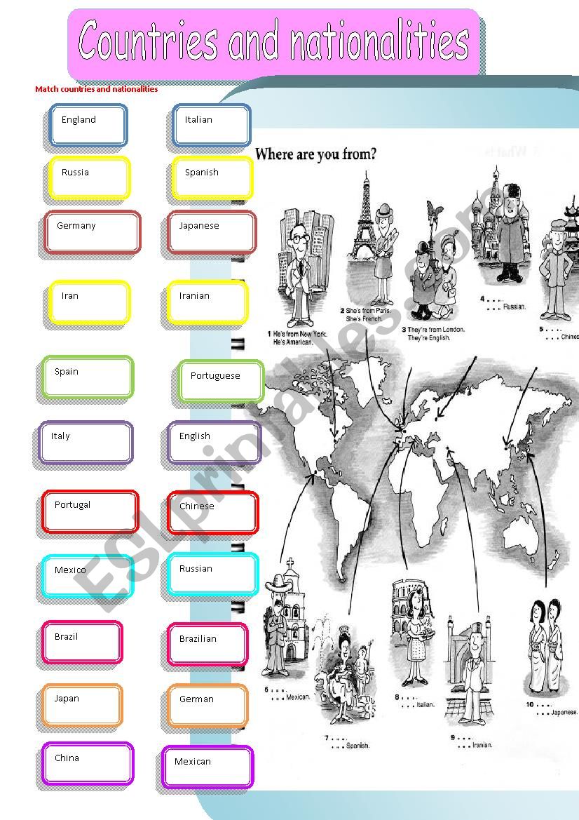 Countries and Nationalities worksheet