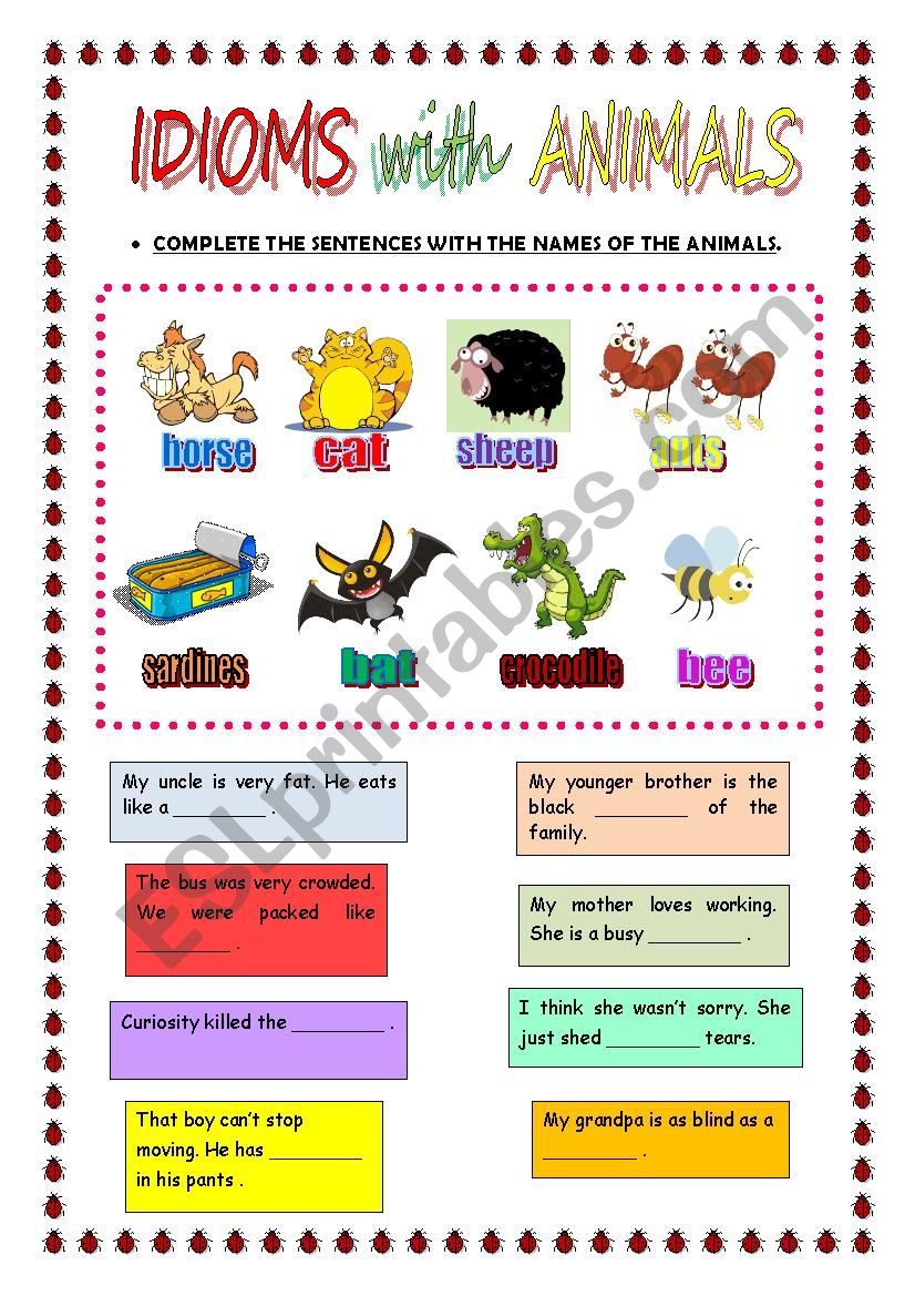 Animal Idioms worksheet