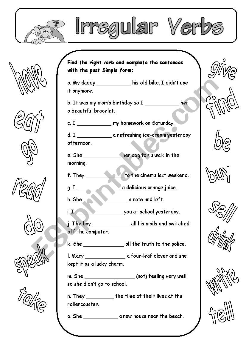 Irregular Verbs Exercise worksheet