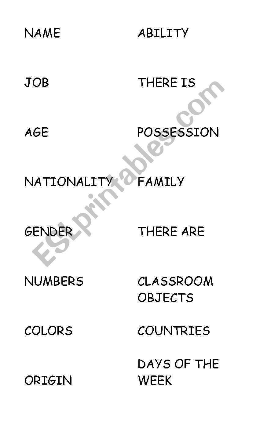 Labels worksheet