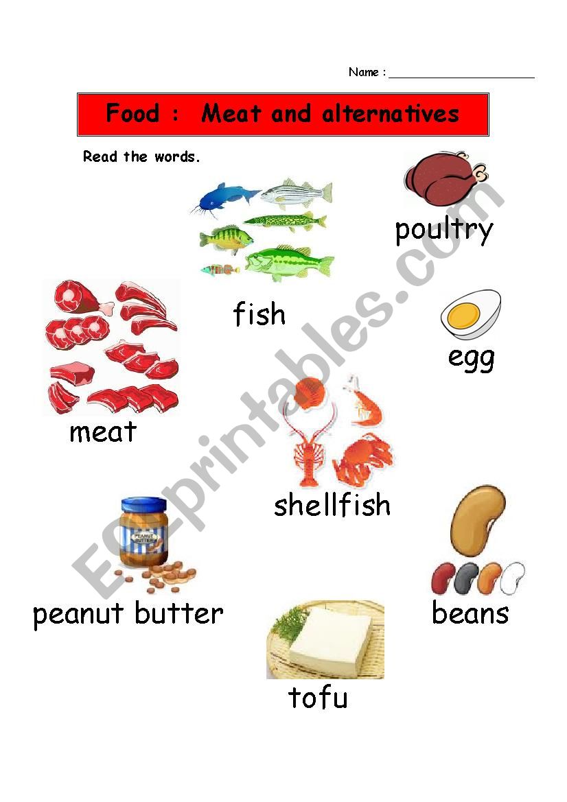 Meats and alternatives worksheet