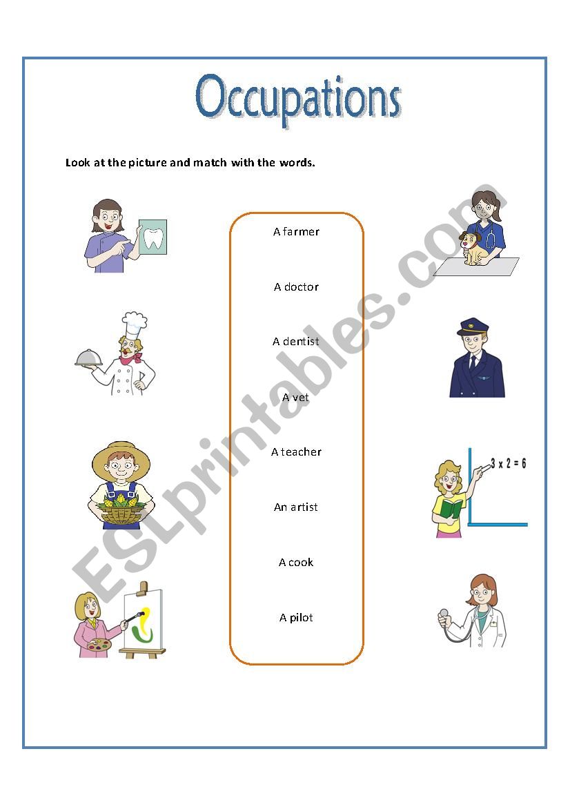 Occupations and Jobs worksheet