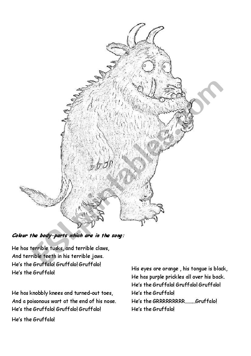 Gruffalo song worksheet