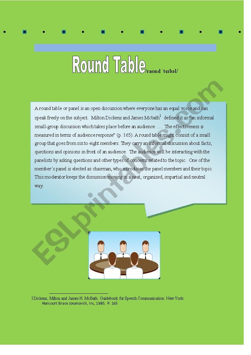 Round table activity- Eating Habits