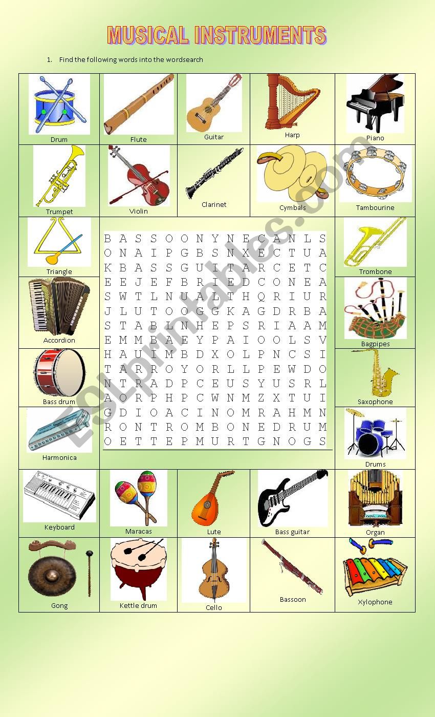 MUSICAL INSTRUMENTS worksheet