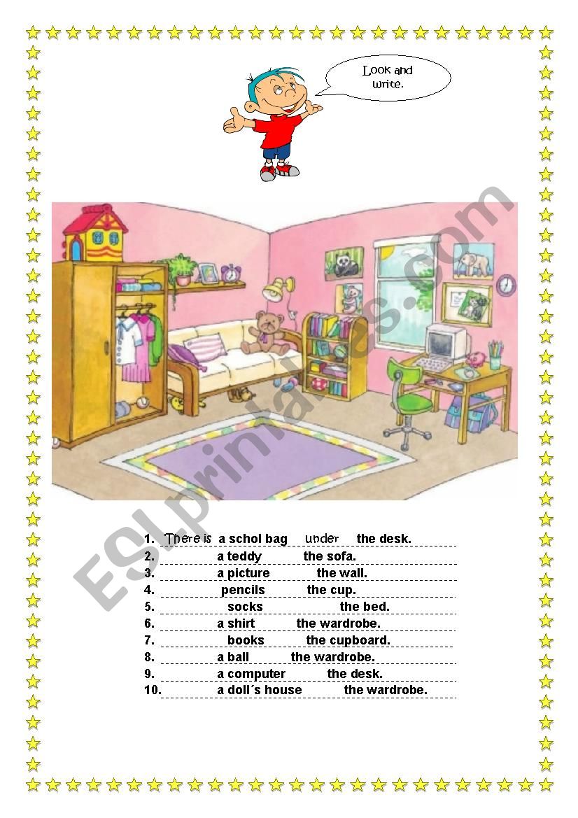 There is...There are... + prepositions WORKSHEET