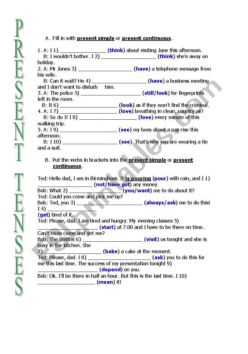 GRAMMAR TEST worksheet