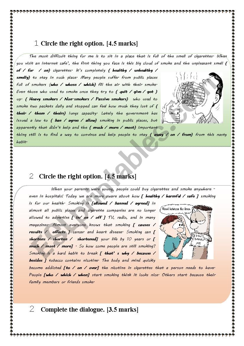 environment and health worksheet