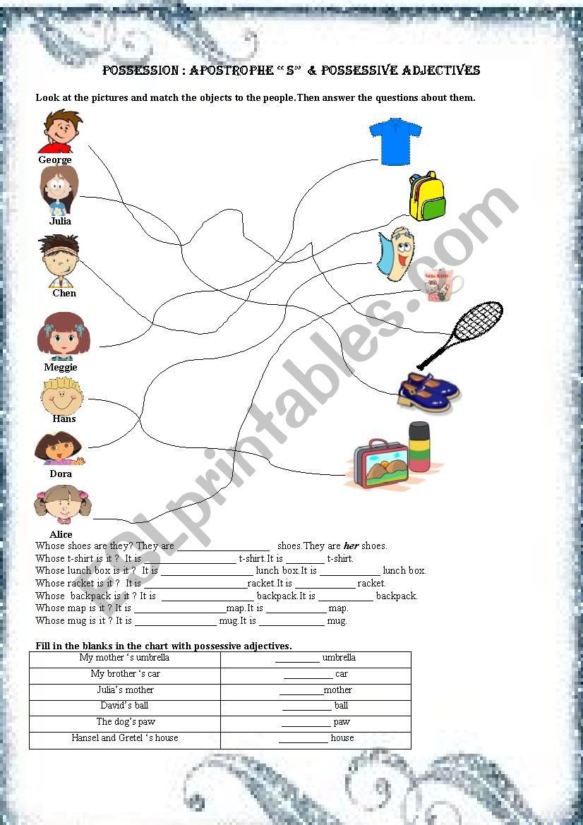 whose bag is it ? worksheet