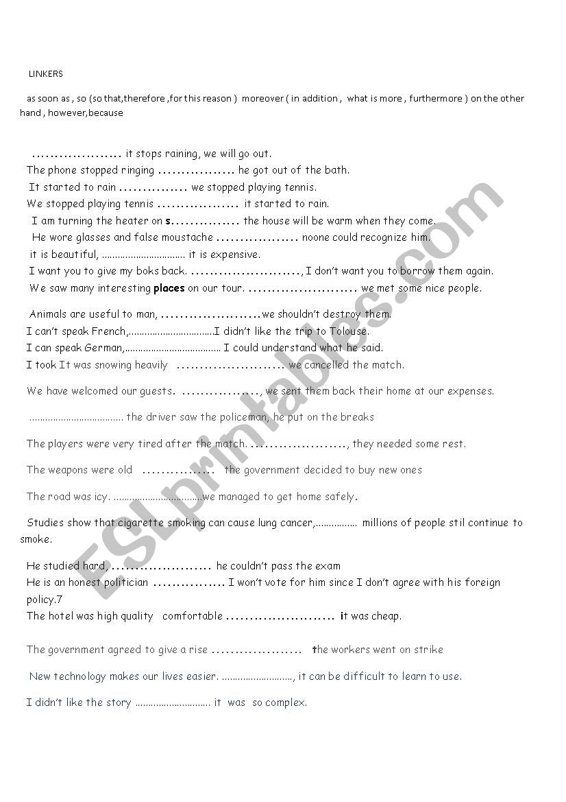 conjunctions worksheet