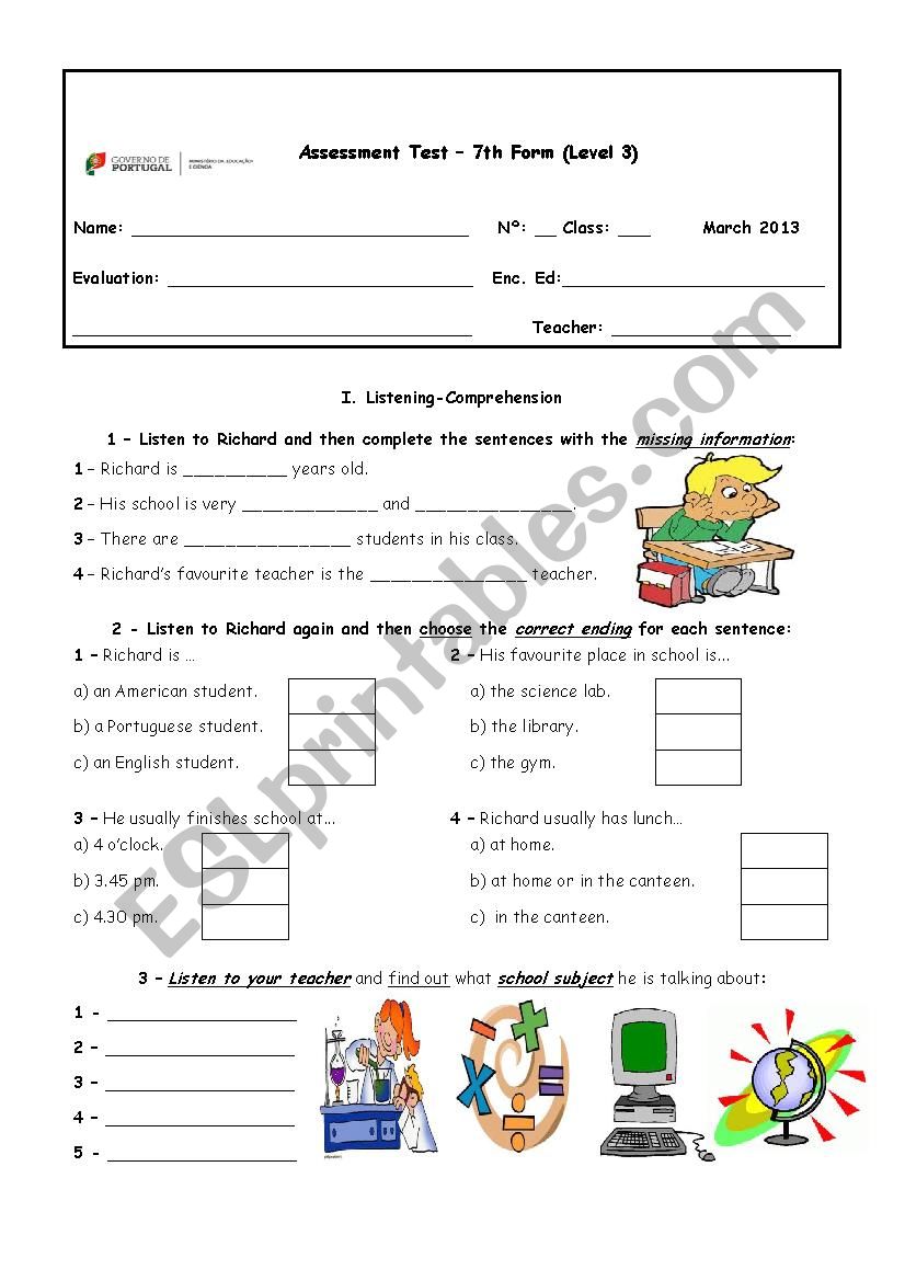 School worksheet