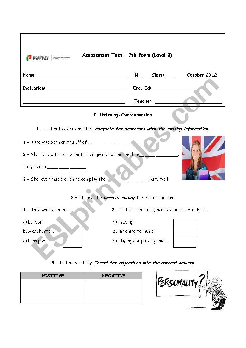 Personal ID worksheet