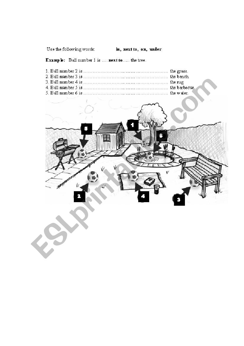 Place prepositions worksheet