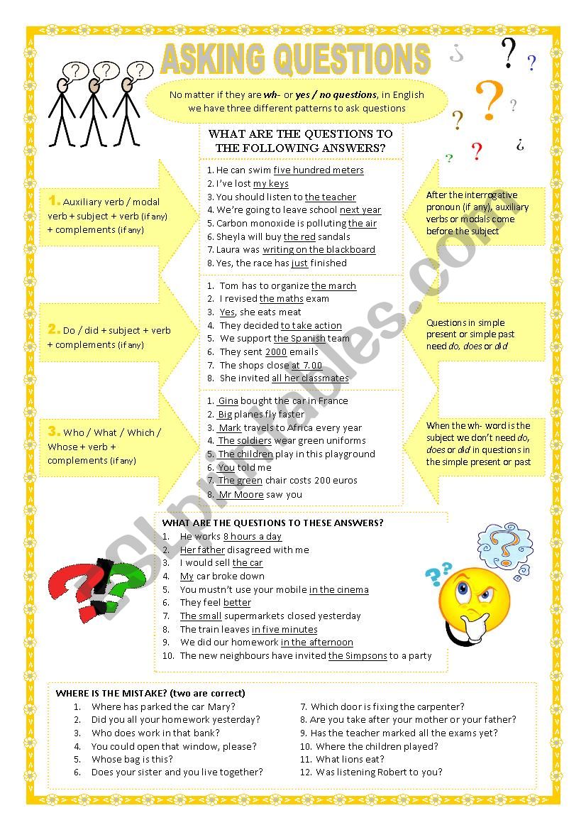 Asking Questions worksheet