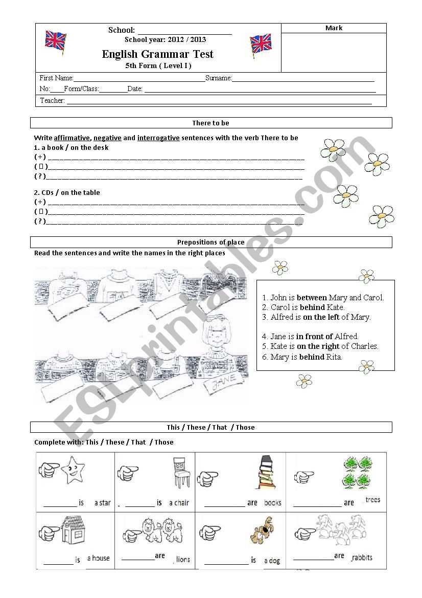 Grammar Test worksheet