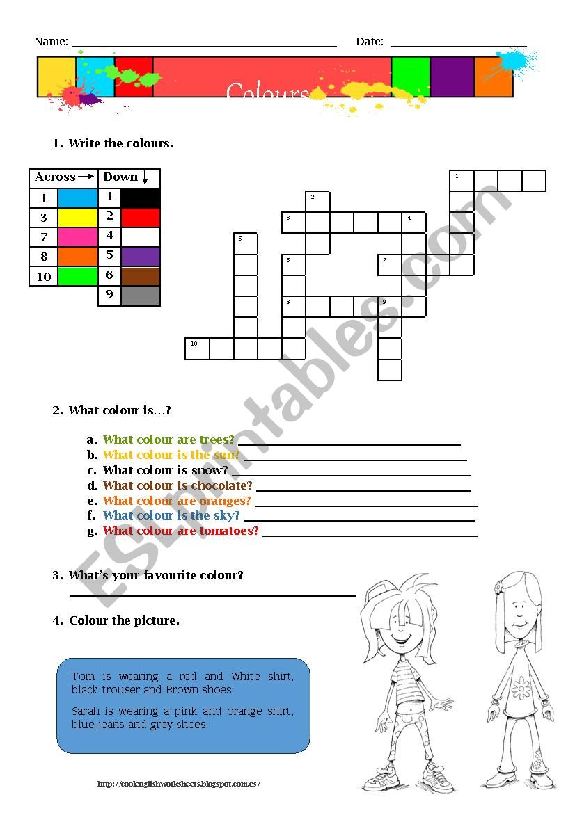 Colours  worksheet