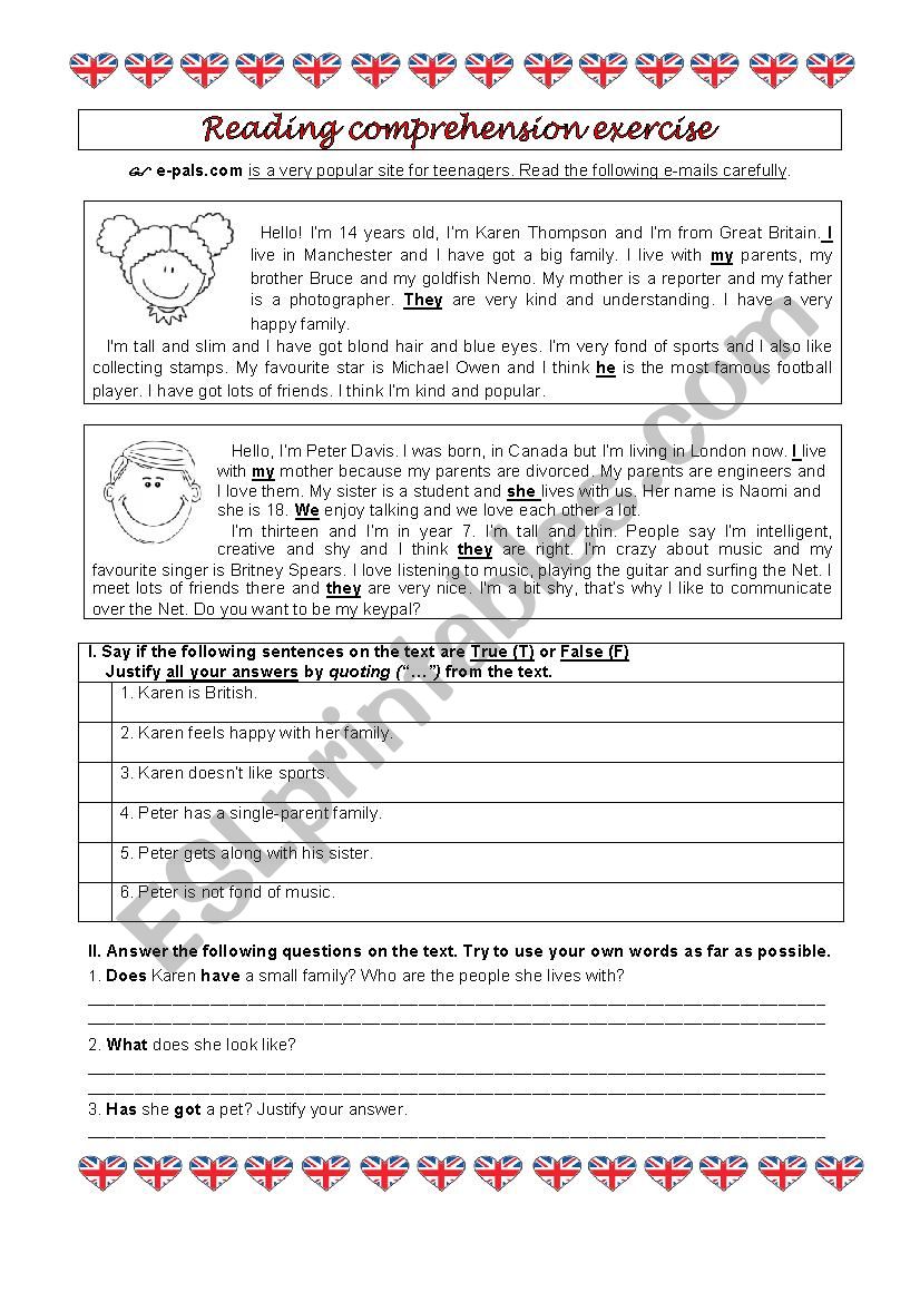 Reading Comprehension  worksheet