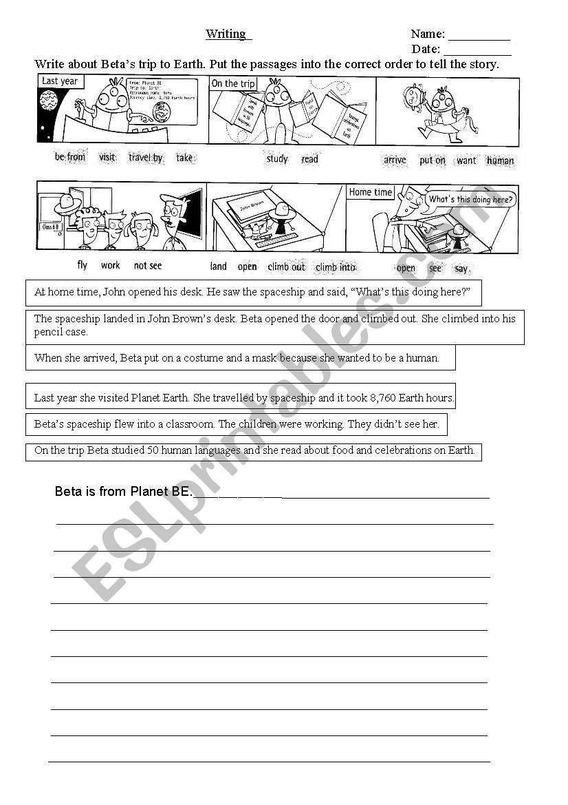 Betas trip to Earth worksheet