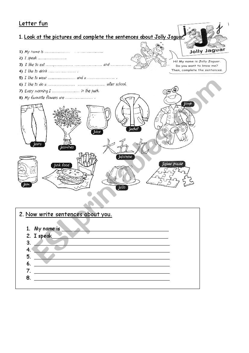 Letter Fun - Write about you worksheet