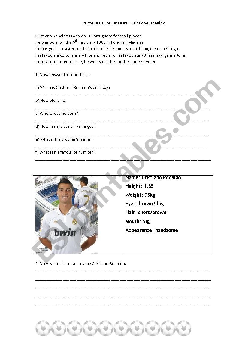 Cristiano Ronaldo worksheet