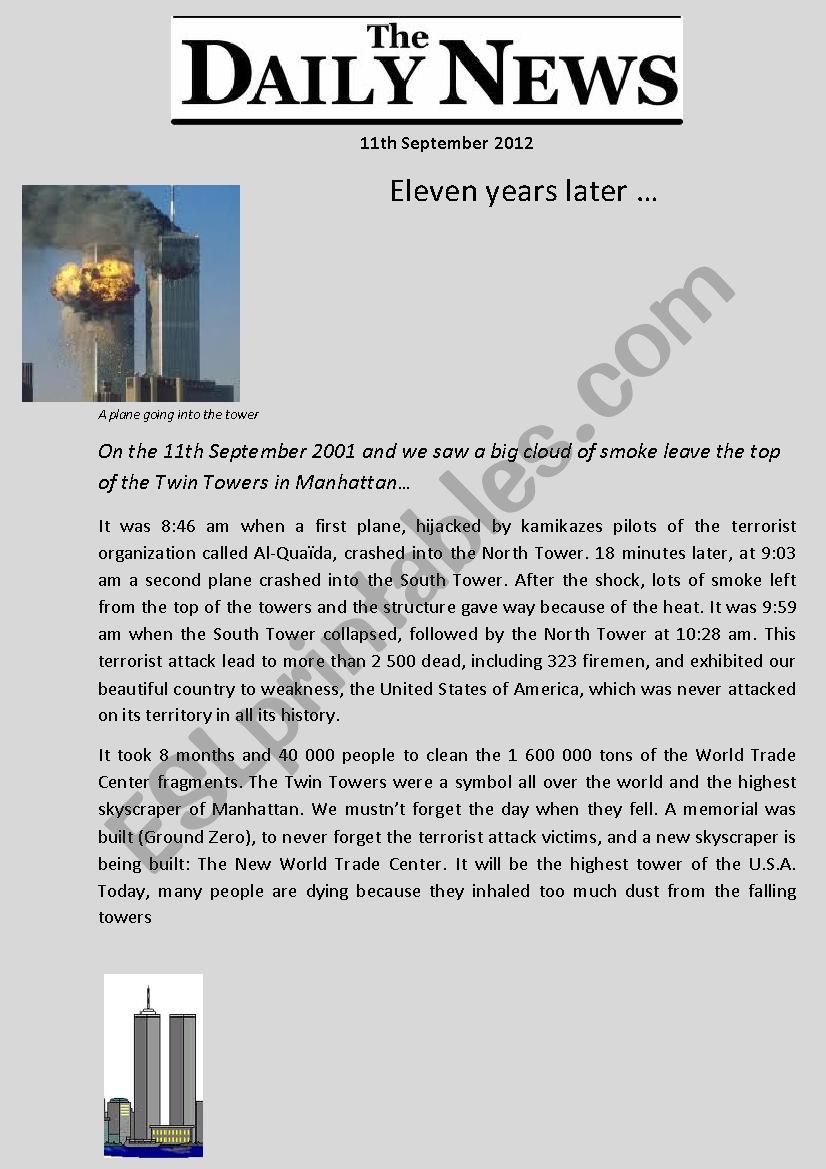 Artcile September 11th - read and answer