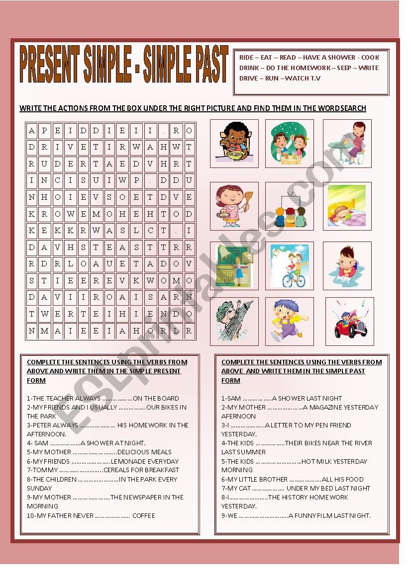  PRESENT SIMPLE- SIMPLE PAST worksheet