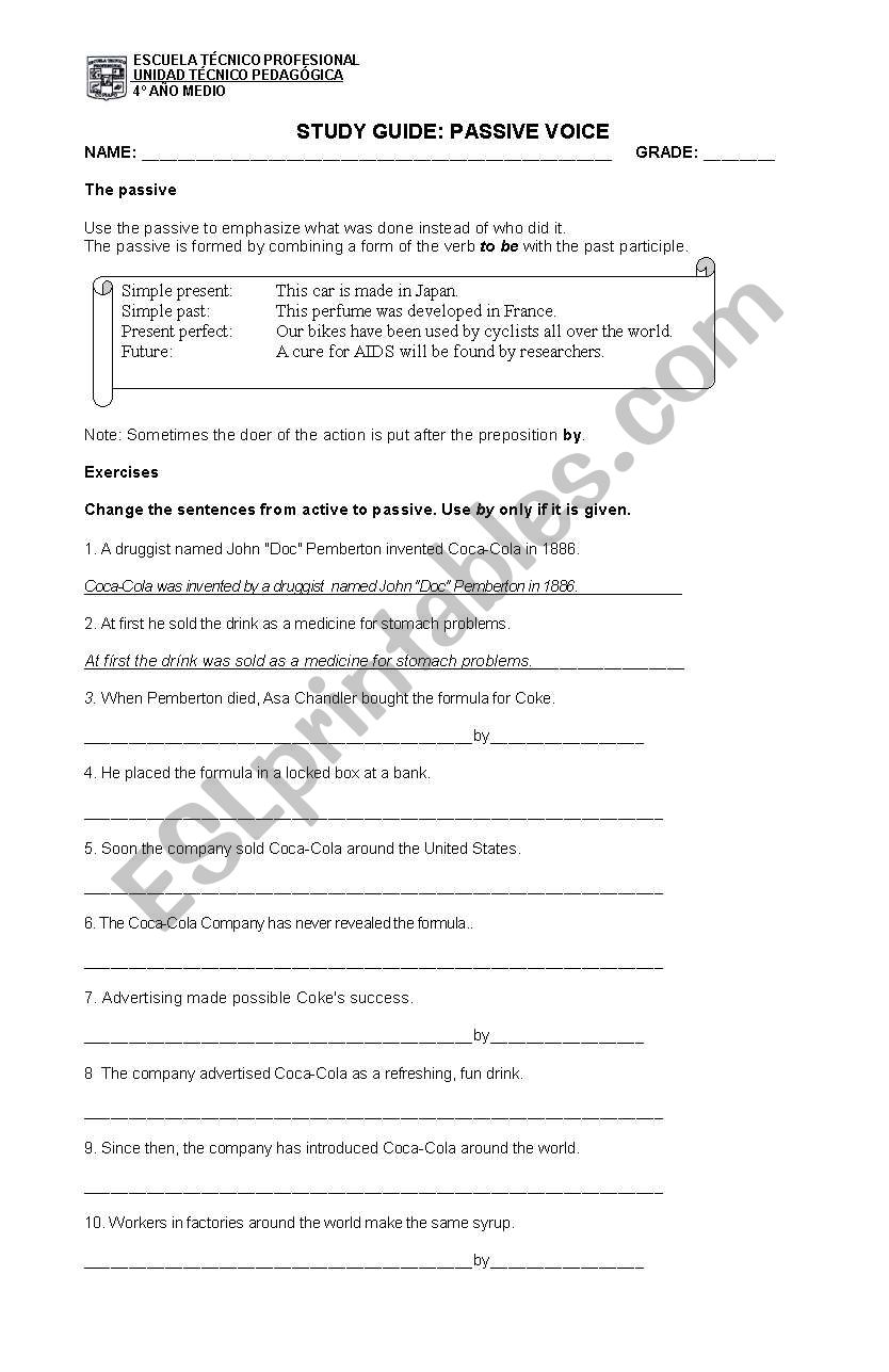 Passive Voice worksheet