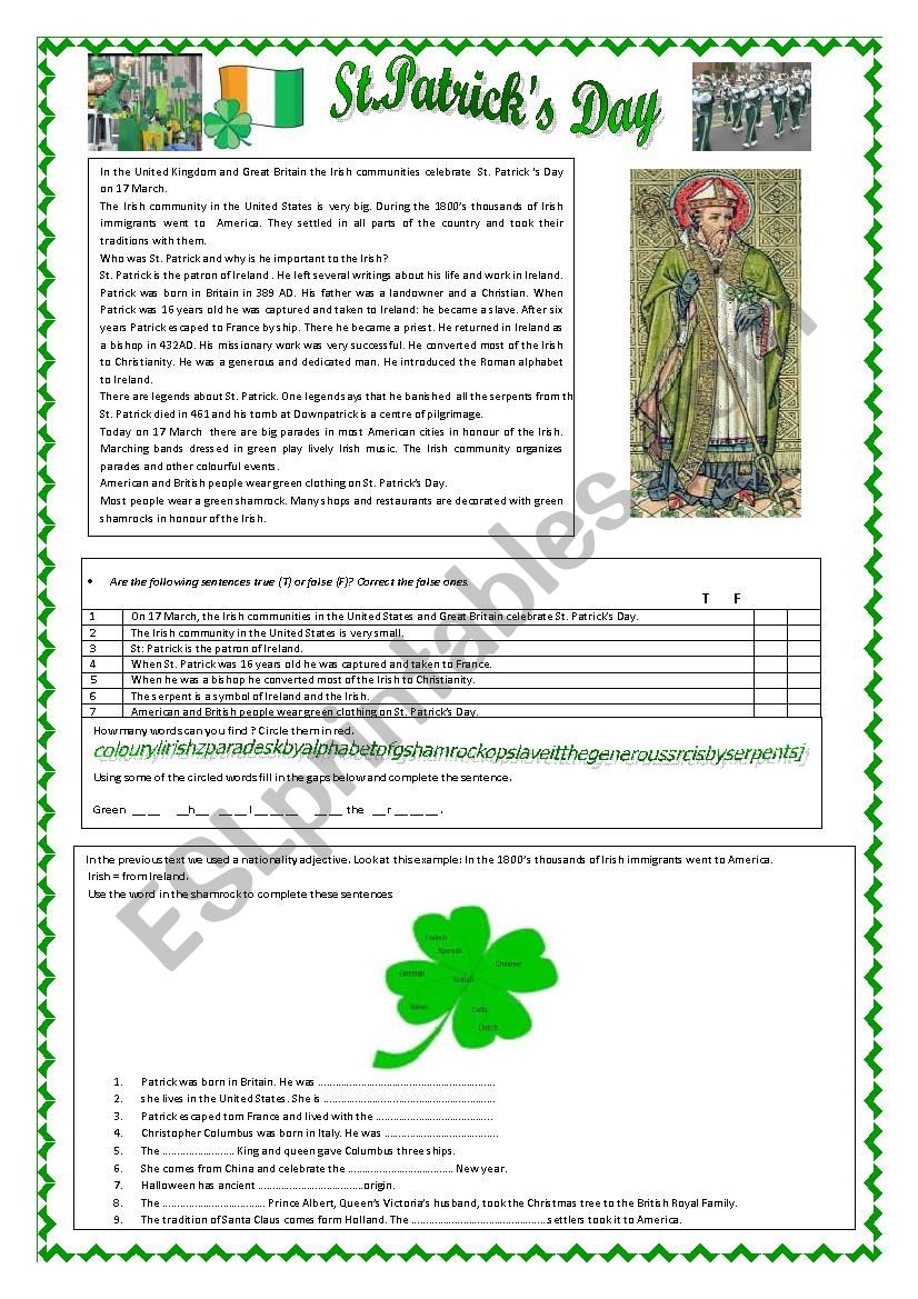 St. Patricks Day worksheet