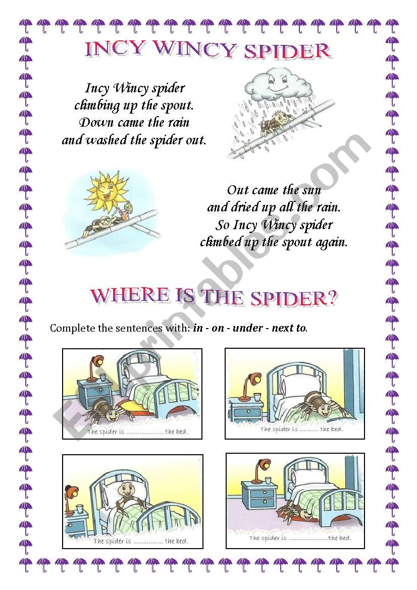 Incy Wincy Spider worksheet